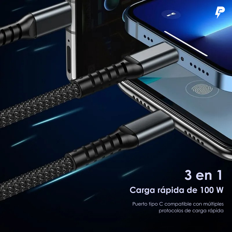 Cable de carga rápida Powernest 3 en 1